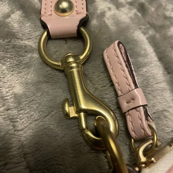 Coach Pink and Tan Canvas Crossbody with Gold-Tone Clasp - Picture 3 of 13